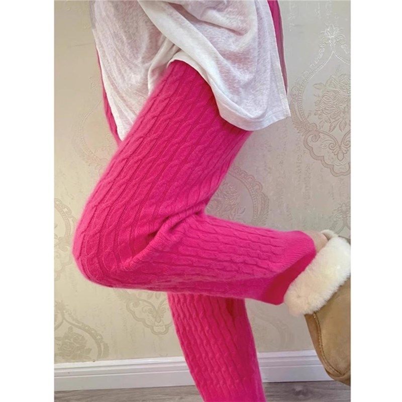 答应我!一定要冲这款裤子!很难不爱~玫红色针织阔腿裤女秋冬季,女装/女士精品,卫裤,淘宝优惠券,粉丝福利购,淘宝优惠卷