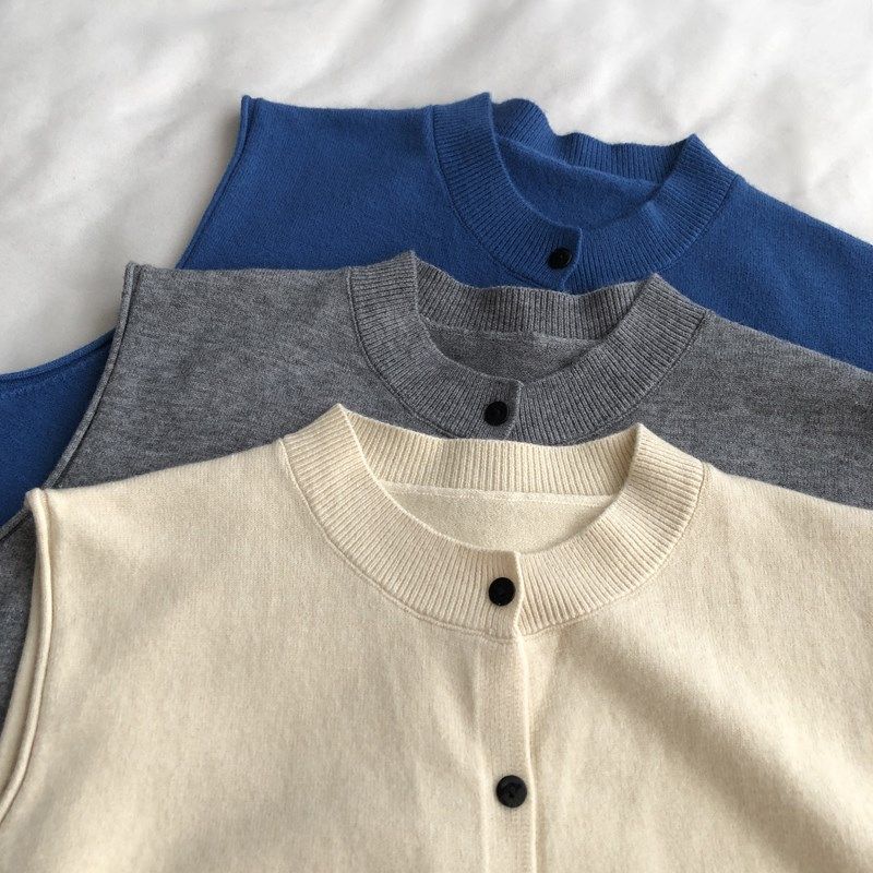 复古三色小黑扣早秋针织衫马甲背心,女装/女士精品,毛针织衫,淘宝优惠券,粉丝福利购,淘宝优惠卷