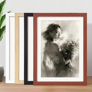 实木质相框挂墙4K8开画框空框装 裱海报16寸20照片a34拼图框架定制