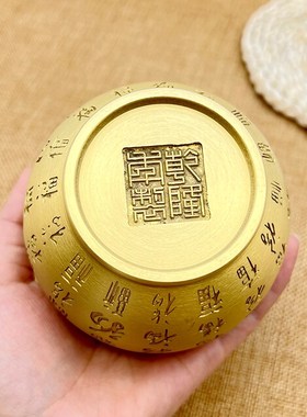 纯黄铜百福缸米缸聚宝盆家居客厅摆件大号聚米缸存钱罐招财纳福