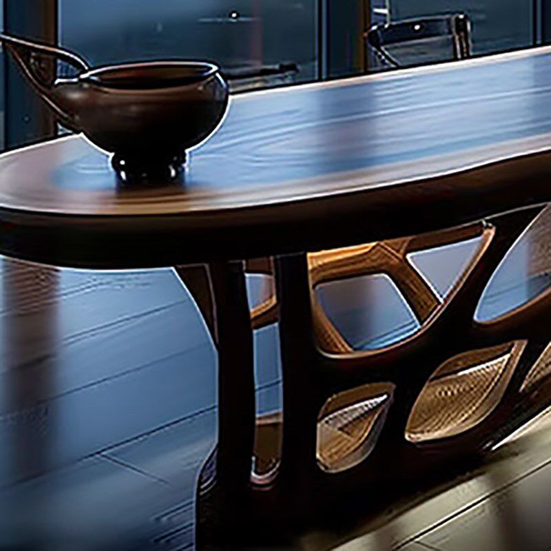 新中式实木大阪茶桌椅组合客厅家用黑胡桃木泡茶桌简约办公室茶台