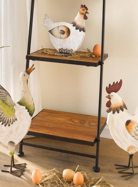 乡村样板间庭院花园站立铁质白鸭鹅摆件 户外摆件装饰园艺鸭子