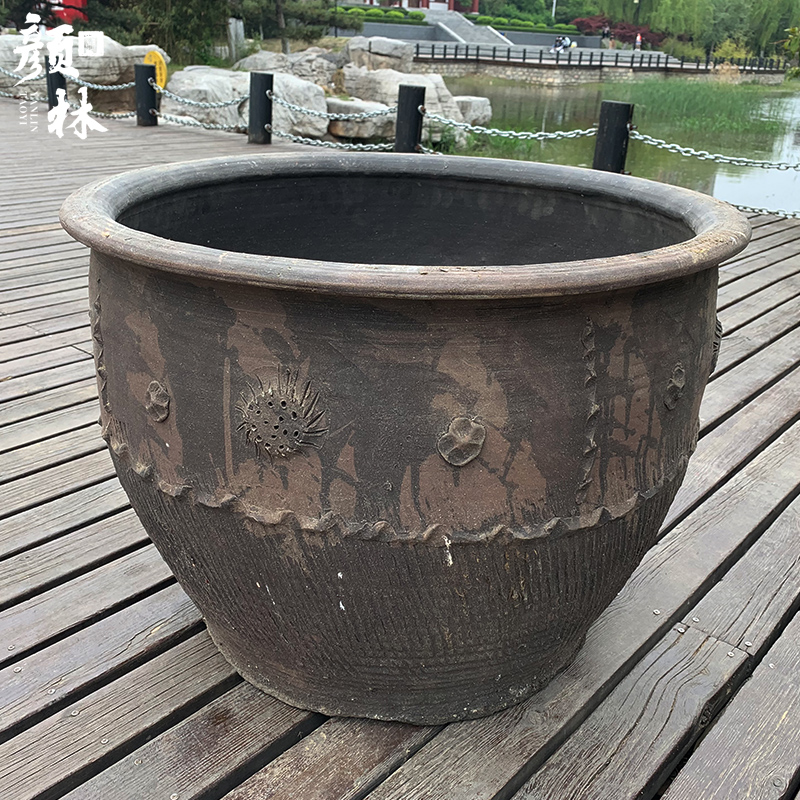 睡莲盆缸荷花鱼盆土陶养鱼陶缸花盆缸陶缸陶盆花盆粗陶泥盆瓦缸