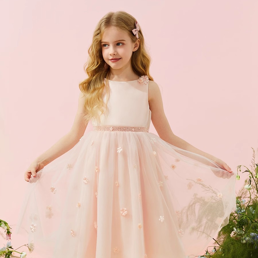 小雏菊PM童装工钉花网纱连衣裙