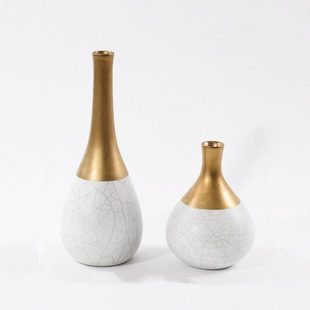 新中式创意小口花器陶瓷摆件书房会客室酒店书架茶几办公桌摆设品