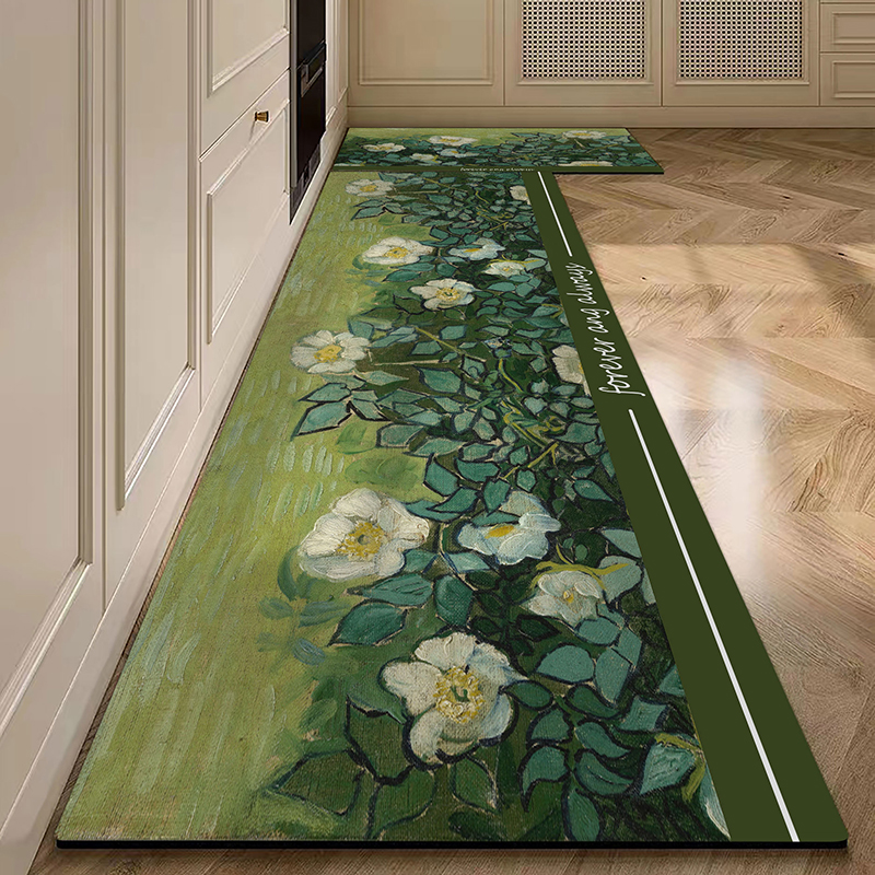 风景油画风厨房专用吸水防滑矽藻泥地垫家用耐脏易清洗防油脚垫