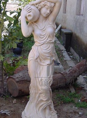 欧式大型人物雕塑室外室内景观玻璃钢的摆件装饰抱罐仕女流水喷泉