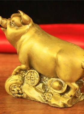 纯铜猪摆件小猪金猪生肖猪家居客厅饰品工艺品办公室桌面摆放