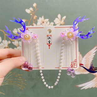 儿童古风头饰宝宝汉服额链发饰女童流苏步摇配饰发夹眉心额头边夹