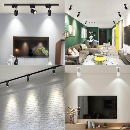 可变焦led明装小射灯家用背景墙调焦照画灯聚光吸顶式cob轨道灯单