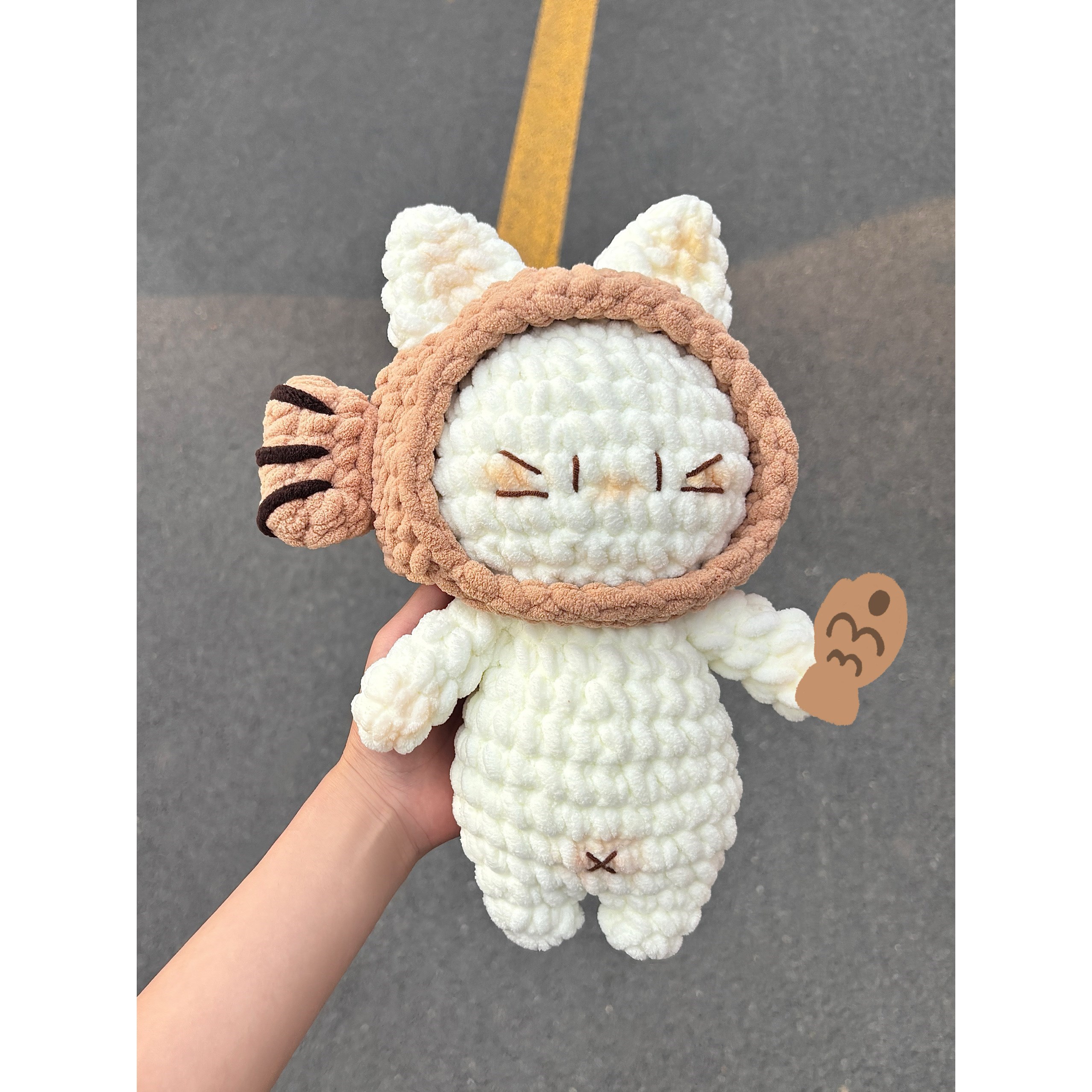 编织diy鲷鱼烧小猫材料包手工自制摆件沙发装饰儿童拥抱玩偶礼物