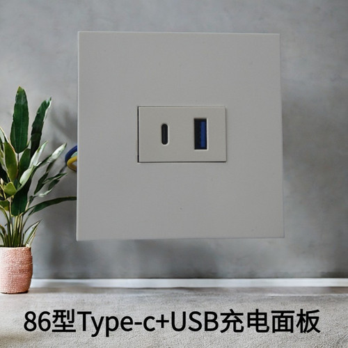 86型1口USB2.1A充电器5V手机供电墙壁式家用220V接入Type-c面板