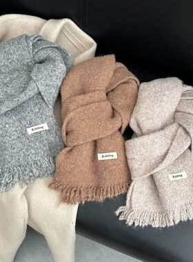 2025新款韩版秋冬软糯流苏针织围巾披肩百搭ins保暖加厚围脖学生