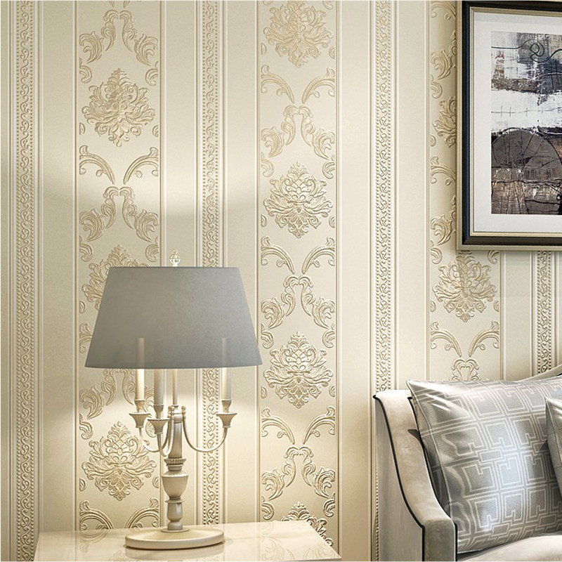 3d立体精压欧式无纺布壁纸简约现代条纹温馨卧室客厅电视背景墙纸