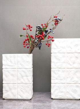 新中式白色树脂花器花插样板房售楼部I卧室书房客厅餐厅桌面饰品