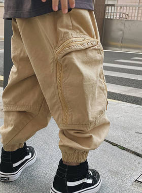 童装男童春装工装裤2023新款儿童春秋款哈伦裤洋气韩版宽松裤子潮