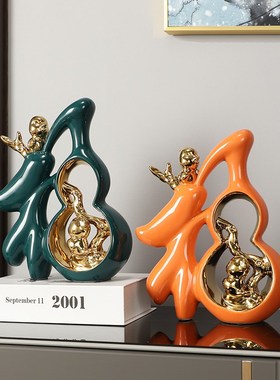 陶瓷福字摆件创意玄关酒柜书柜书架装饰简约现代客厅摆放轻奢高档