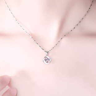 999纯银项链女士潮网红吊坠情人节礼物玫瑰吊坠一见钟情锁骨链