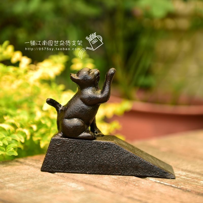 复古铸铁猫顶门器 防风门阻 防撞门挡门楔子创意免打孔卡通门