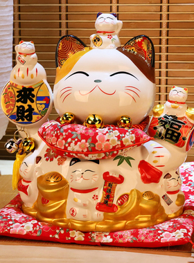 招财猫店铺开业摆件 店铺招财礼品 创意家居特大号陶瓷存钱储蓄罐