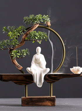 新中式禅意摆件玄关客厅电视柜软装家居饰品创意工艺品小和尚摆件