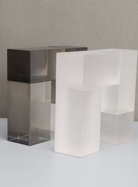 现代简约立体水晶拼接方形摆件样板间家居玄关书房软装饰品摆件