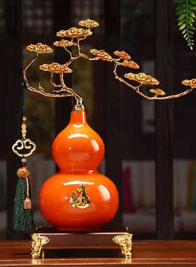 祥云葫芦摆件高档新中式客厅玄关酒柜电视柜办公室装饰搬新家礼品