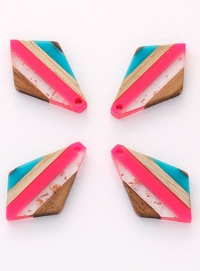 木头条纹树脂吊坠项链个性纯手工情侣男女生日礼物