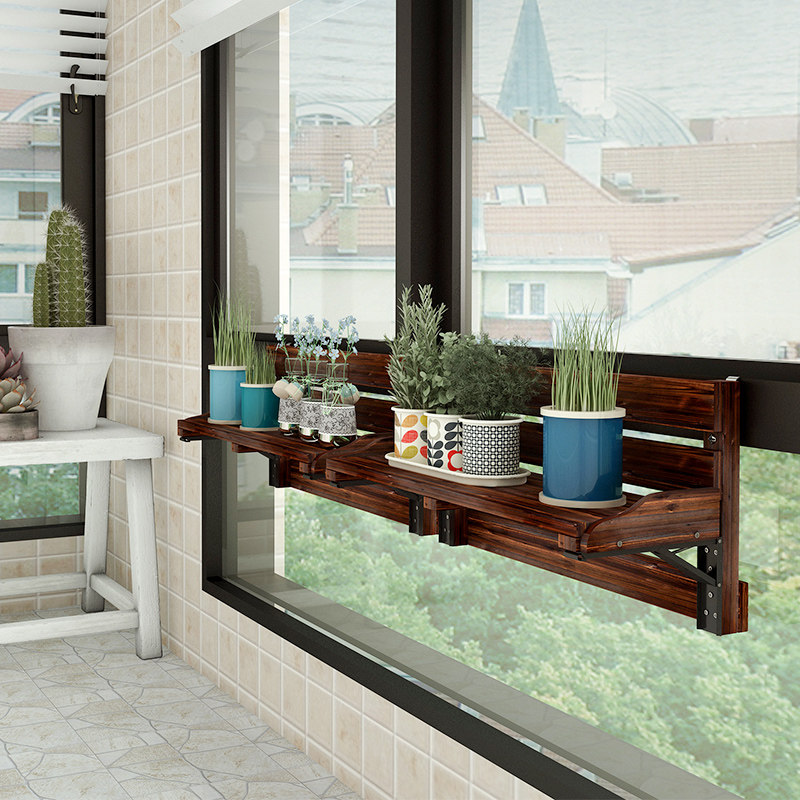 阳台栏杆花架木质悬挂多肉盆栽架子室内挂式花盆架窗台花架置物架