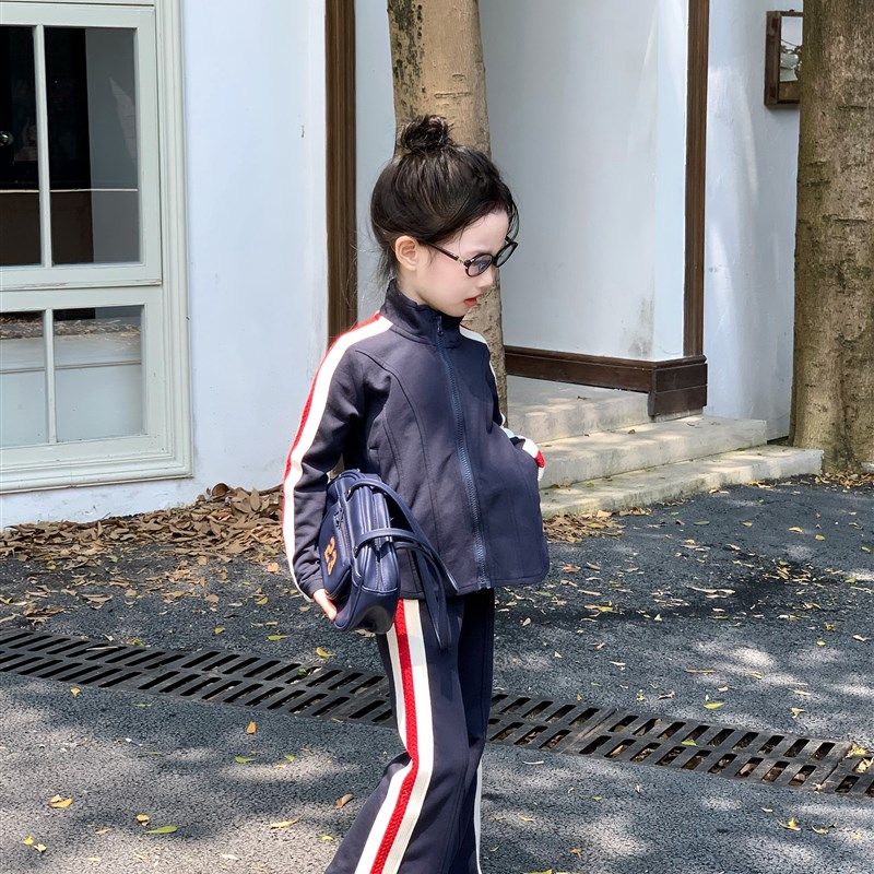 2025秋季女生韩式对比色立领套装儿童时尚运动服装两件套童装秋装,童装/婴儿装/亲子装,套装,淘宝优惠券,粉丝福利购,淘宝优惠卷