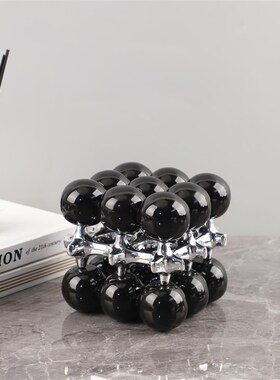 现代简约几何立方体珠点圆球艺术摆件客厅卧室玄关酒店家居装饰品