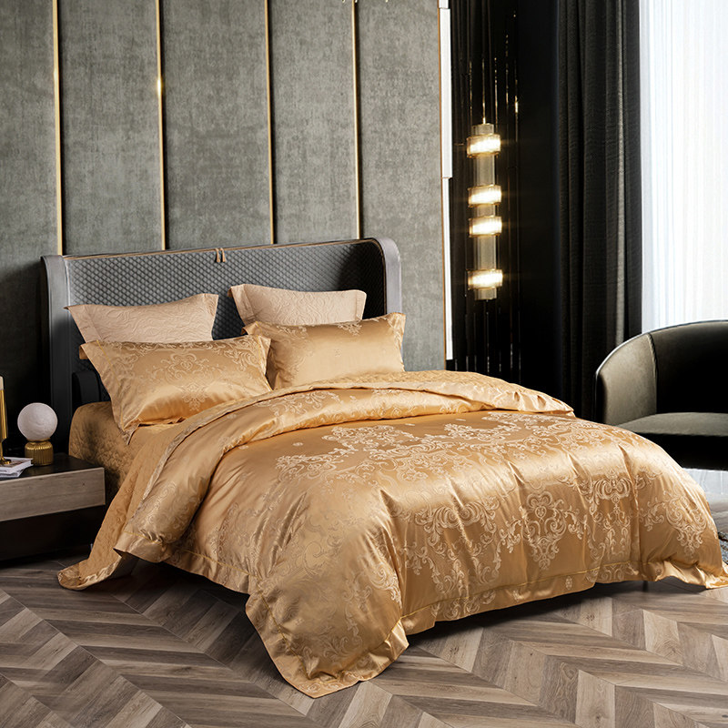 婚庆床上用品全棉夹棉绗缝床裙加厚纯棉床罩床盖四件套