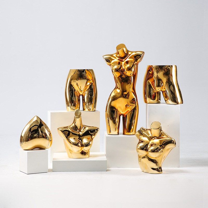 内衣模特展示架男女半身聚拢文胸内裤模特架金色银色模型道具胸膜