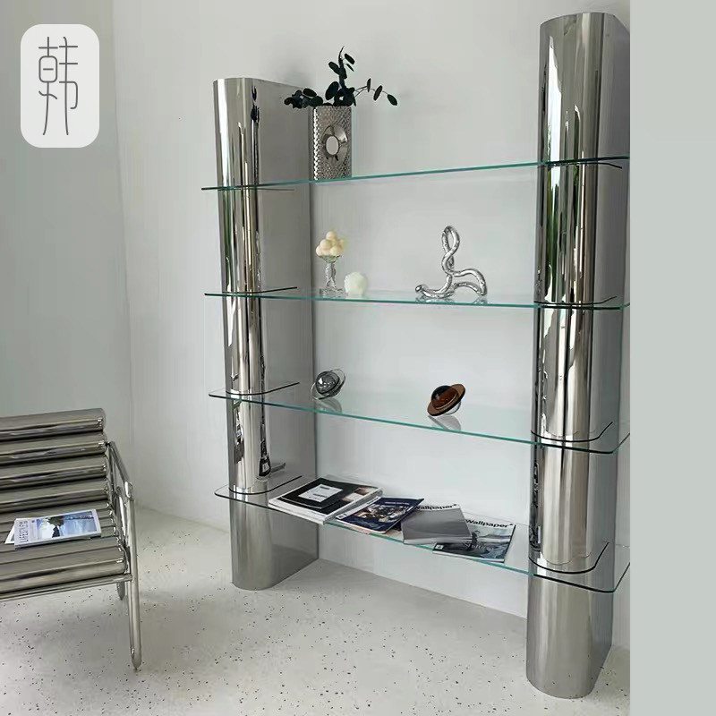 服装店陈列装饰道具鞋包展示台不锈钢饰品货架落地式玻璃置物架