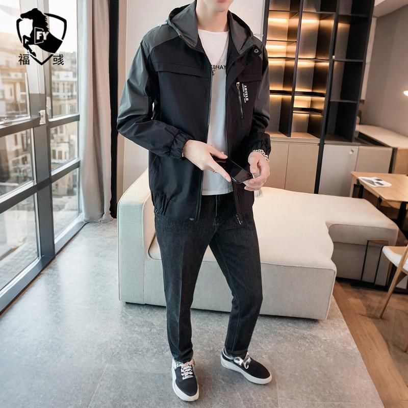 2025春季潮流搭配男装休闲运动套装一整套男士连帽休闲外套牛仔裤,男装,休闲运动套装,淘宝优惠券,粉丝福利购,淘宝优惠卷