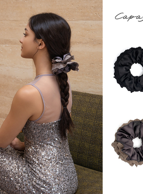 capasca（卡帕萨）蕾丝边绸缎简约发饰贵妇发圈发绳高弹力气质