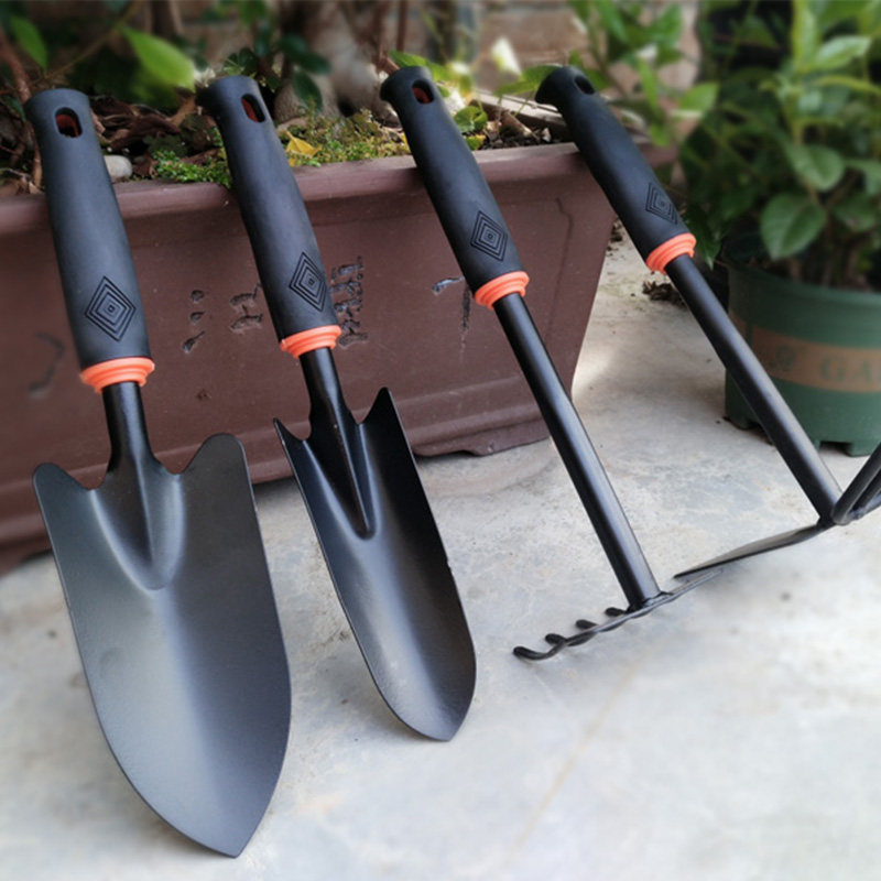 园艺工具用品大号塑柄喷漆翻土种植三件套装土铲子耙子锹锄头种花