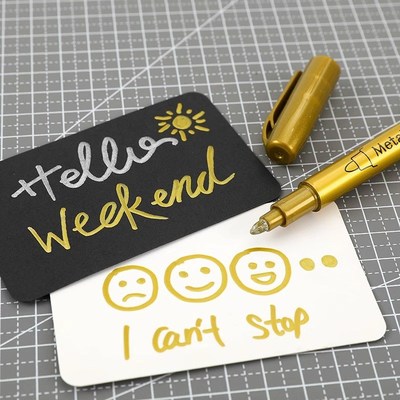 广纳550金属色工艺笔金银色记号签名笔贺卡DIY金属笔补漆高光笔