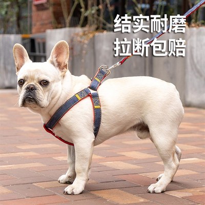防挣脱背心式狗狗牵引绳中型犬法斗可调节胸背带小型犬泰迪遛狗绳