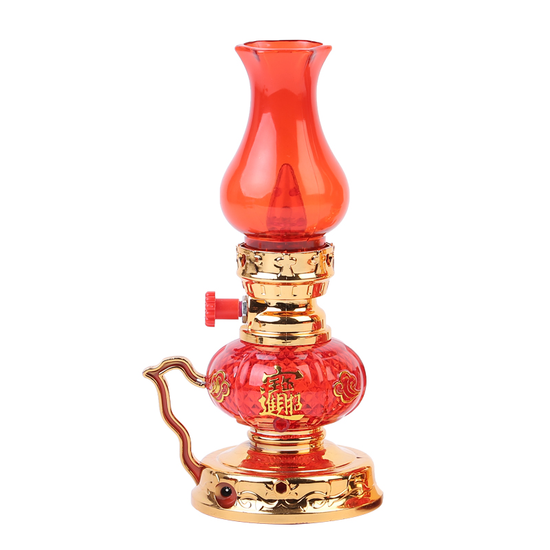 LED调光长明煤油灯电池插电两用电子神台灯财神佛前红色供灯婚庆