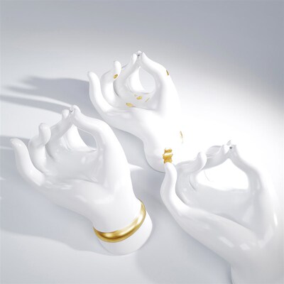 描金白瓷文人手型香插锦灰东方气味美学景德镇沉香艺术装置