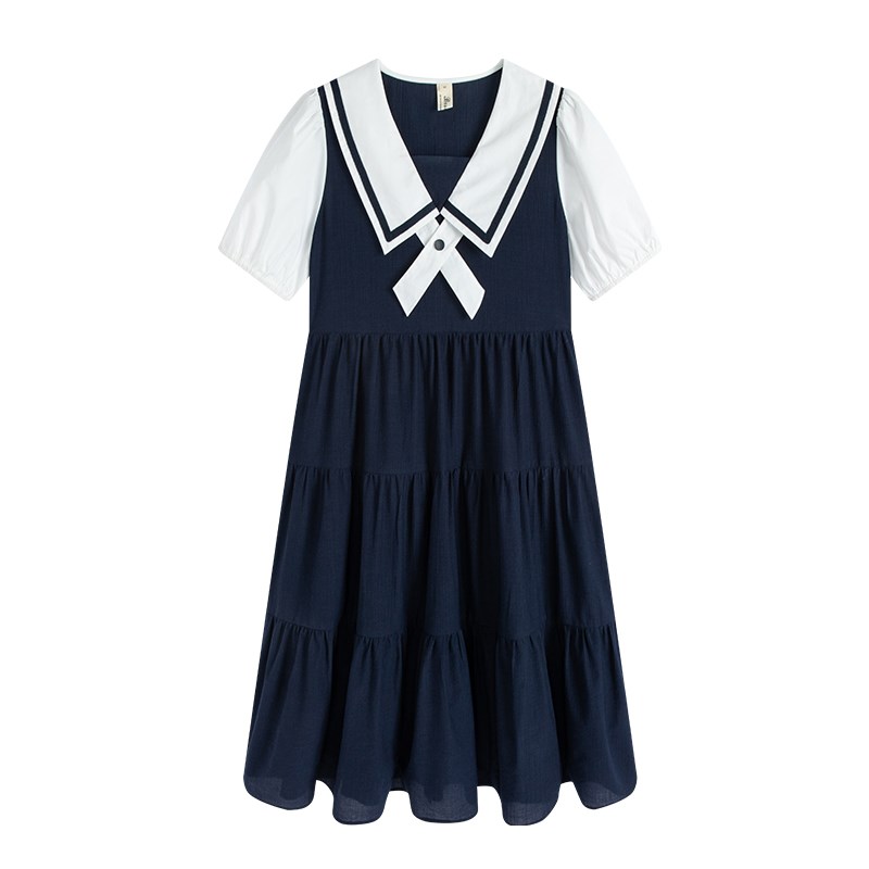 女大童连衣裙夏季2024新款洋气时髦15岁初中学生夏装薄款白色裙子