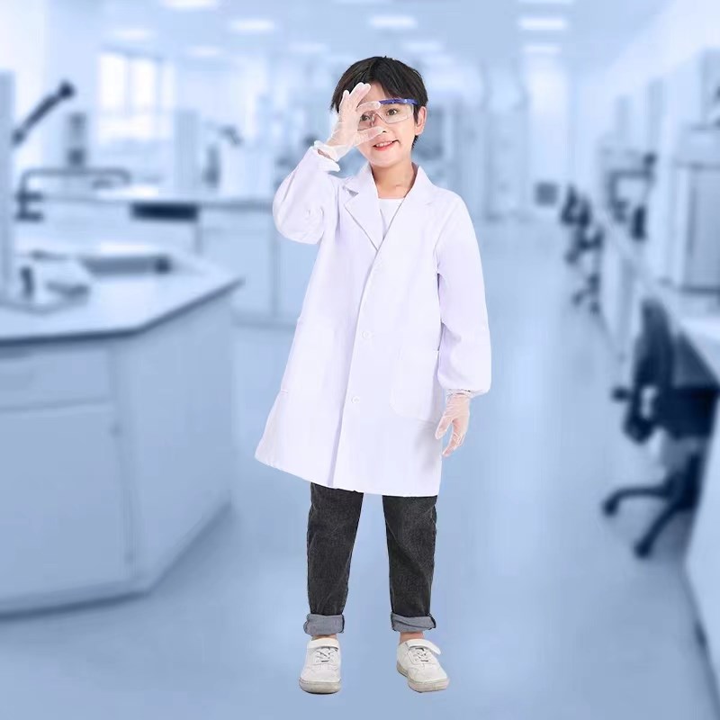 儿童科学家实验服小医生加厚白大褂幼儿园小朋友工作表演医护制服