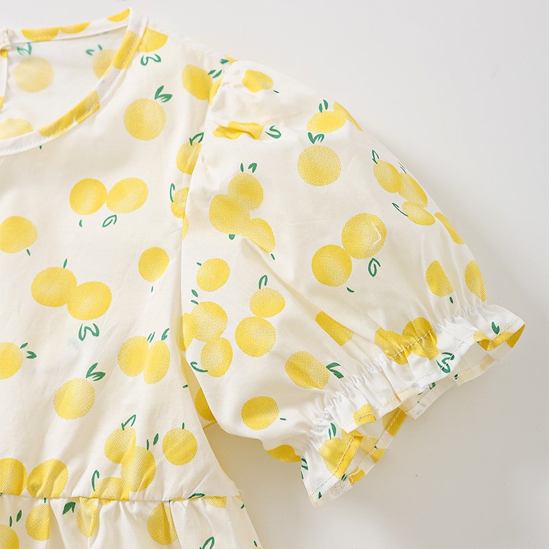 小数点女童短袖连衣裙夏季新款女宝宝薄款公主裙纯棉碎花女孩裙子