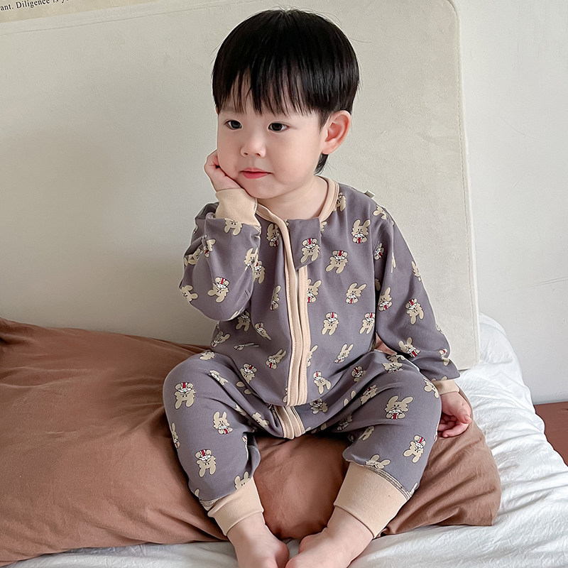 宝宝睡袋纯棉护肚婴儿防踢被加厚春秋冬款幼儿童恒温连身睡衣长袖