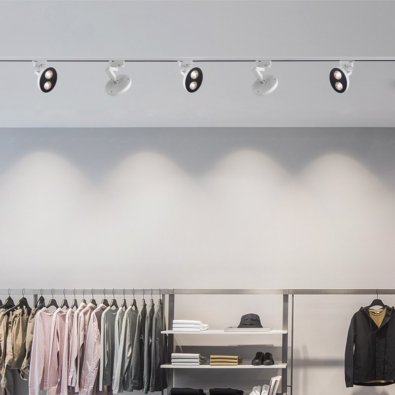 led超薄轨道射灯圆形商用服装店创意家用背景墙明装方形导轨射灯