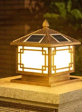 太阳能柱头灯庭院围墙led门柱灯别墅大门口柱子灯户外防水墙头灯