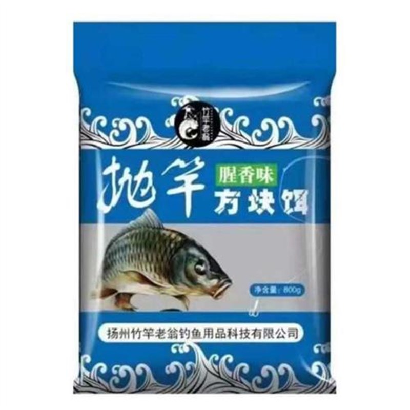 扬州竹竿老翁方块饵抛竿鲢鳙腥臭饵料翻板钩饵腥香饼干800*0包