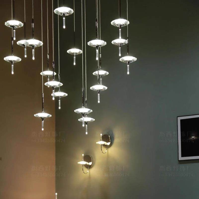 别墅旋转复式窄楼梯间挑空客厅长吊灯loft简约轻奢星雨水晶吊线灯,家装灯饰光源,LOFT/复式住宅/楼梯吊灯,淘宝优惠券,粉丝福利购,淘宝优惠卷