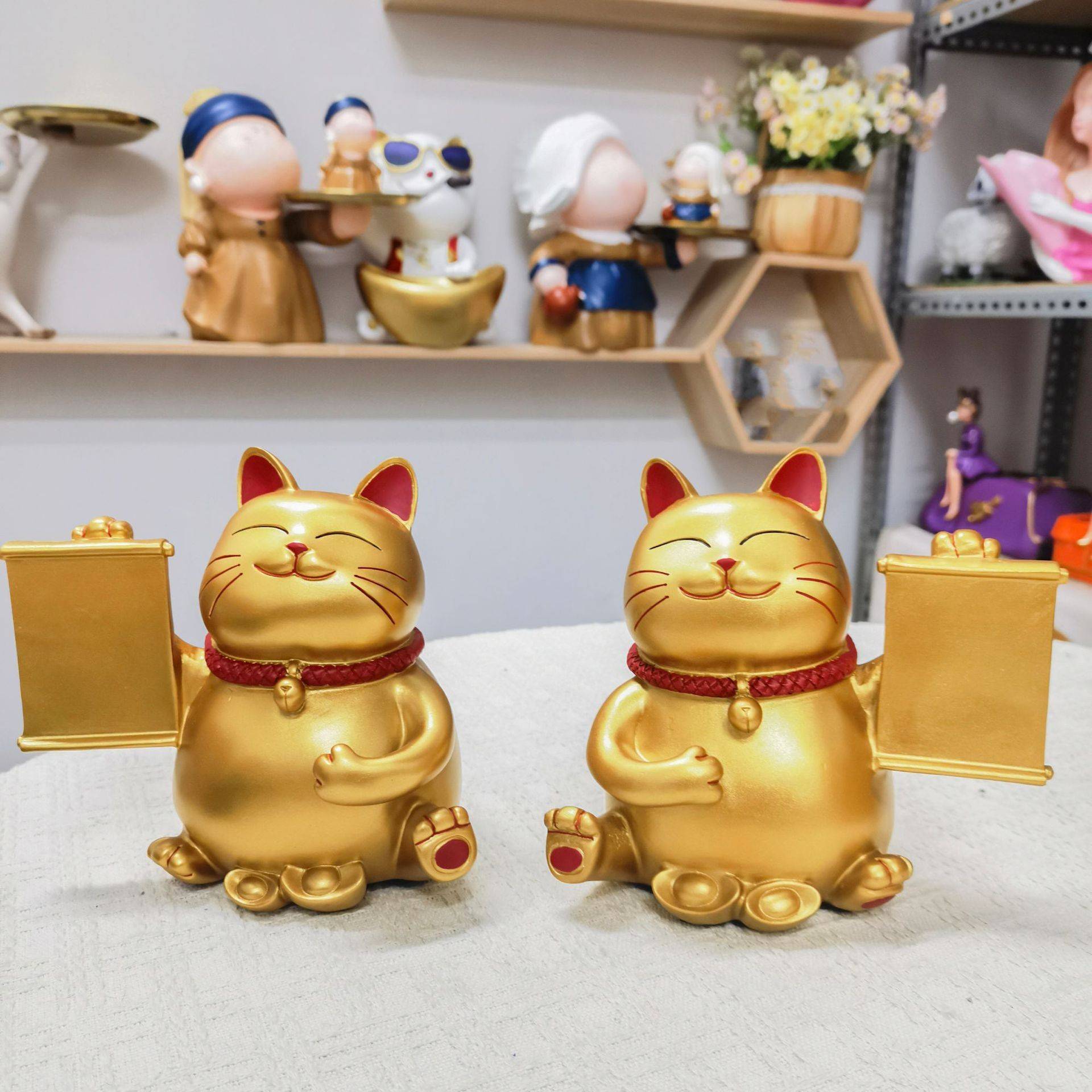 招财猫摆件店铺收银台办公室桌面装饰品招财进宝生意兴隆开业礼品